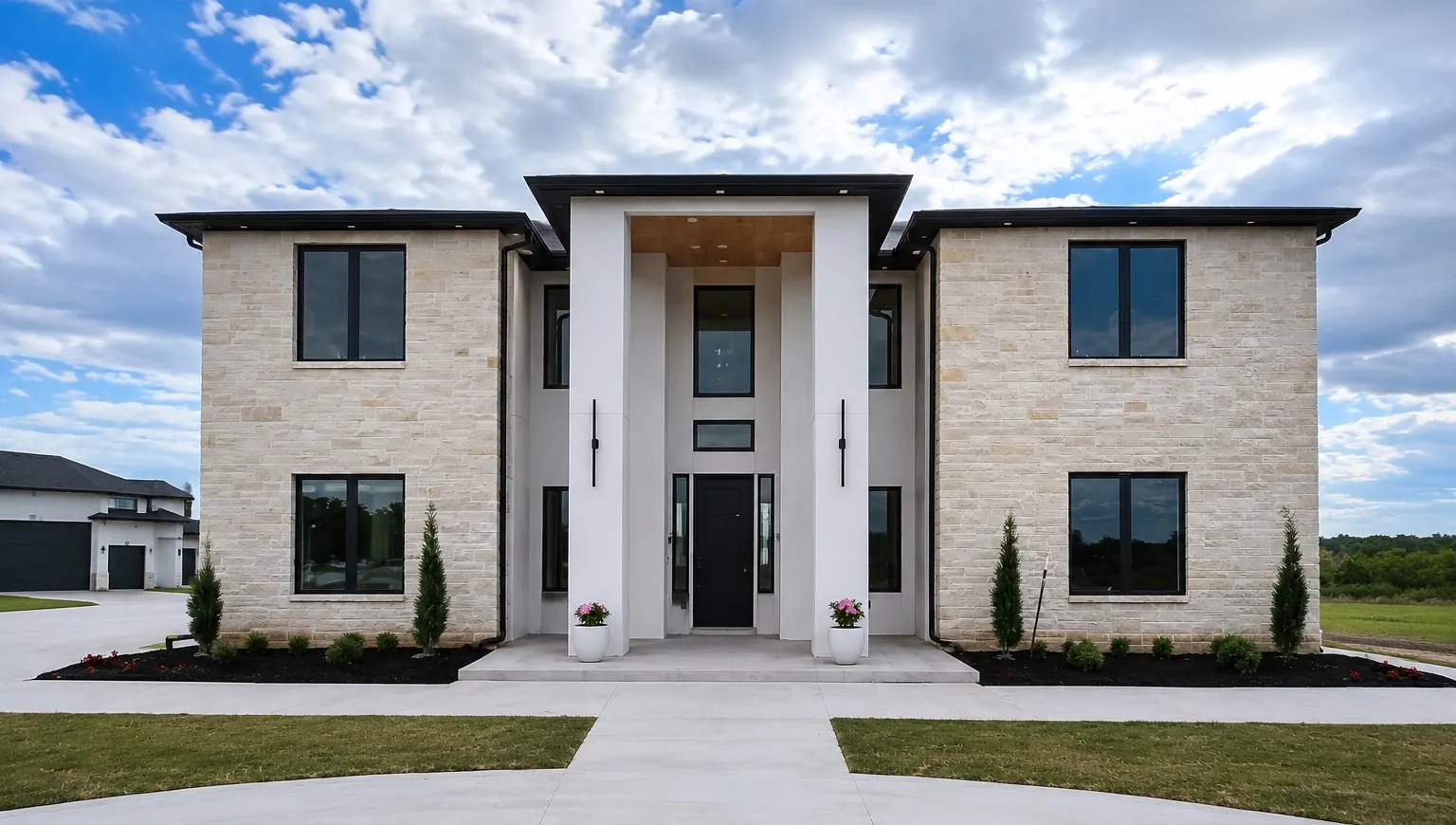 Finished two-story limestone and stucco home